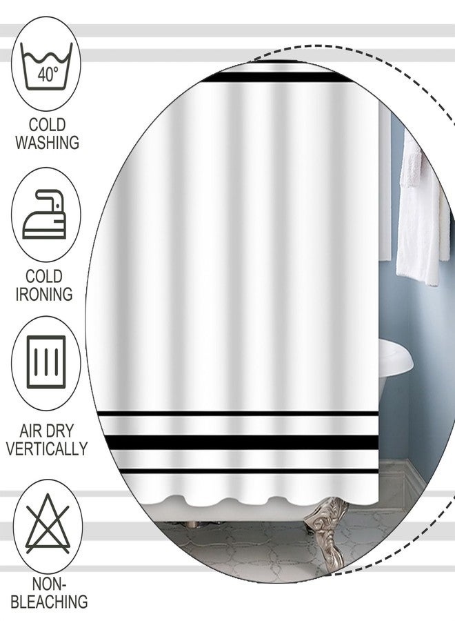Baocicco Baocicoo Striped Shower Curtain for Bathroom Minimalism Style Shower Curtains Set Black and White Stripes Shower Curtains Dormitory Cubicle Waterproof Fabric Shower Curtain with Hooks 72x72 Inches - Image 4