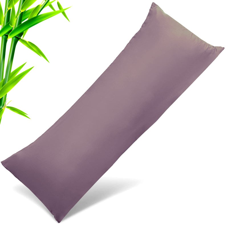 Body Cooling Pillow Cases Cover Bamboo Rayon Body Pillowcases with Zipper Closure Cool  Breathable Pillow Case for Hot Sleepers and Night Sweats 20x54 inches Greish Purple