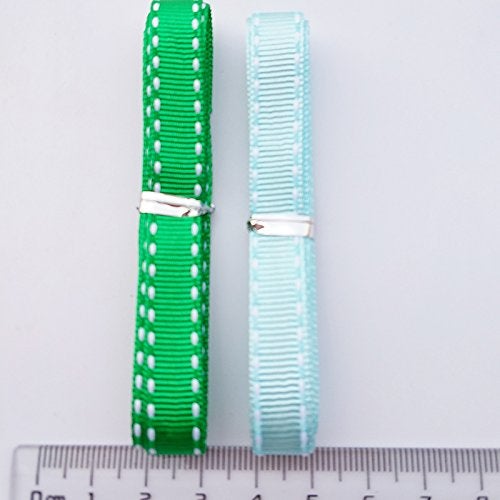 Chenkou Craft 20Yards 3/8" (10mm) Grosgrain Ribbon with White Double Edge Lines 10 Colors Assorted Bulk Lots Mix Craft Hair Bow Clips Packing - Image 5
