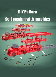 YelaJoy Transport Truck Toy, Truck Car Transporter Toy Transporter Toy Car Transport Carrier Truck Toy Car Set with 8 Pieces Mini Car Children's Birthday Children 3-12 Years Red  - Image 4