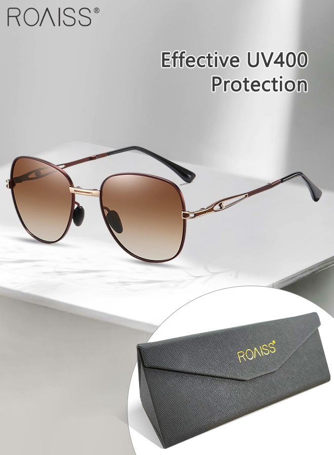 roaiss Women's Polarized Square Sunglasses, UV400 Protection Sun Glasses with Foldable Design, Fashion Anti-glare Sun Shades for Women with Glasses Case, 57mm, Brown Gold - Image 1