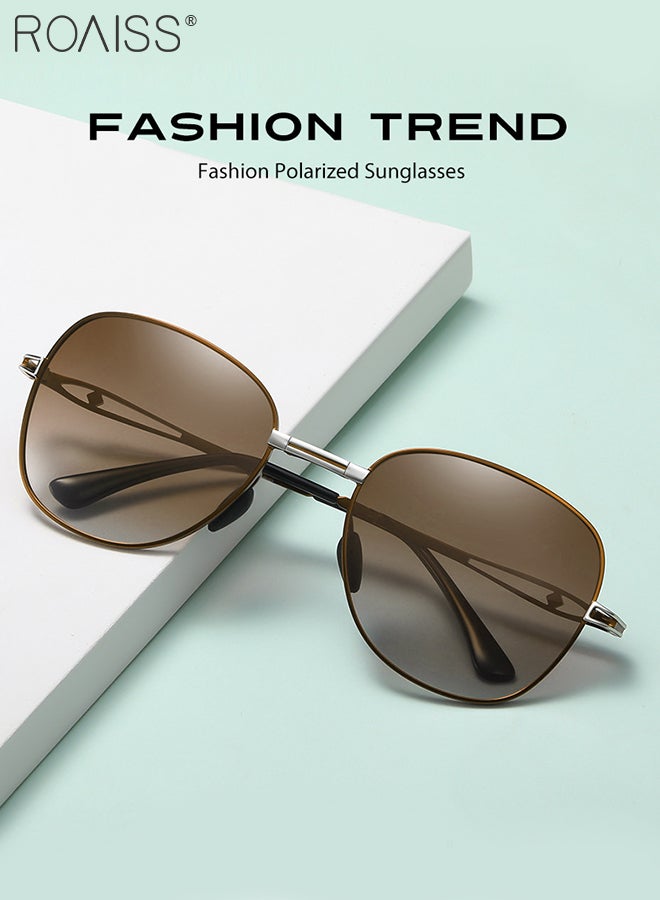 roaiss Women's Polarized Square Sunglasses, UV400 Protection Sun Glasses with Foldable Design, Fashion Anti-glare Sun Shades for Women with Glasses Case, 57mm, Brown Gold - Image 3