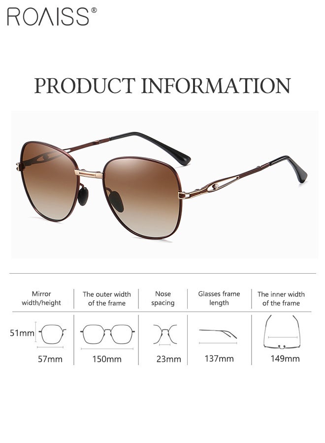 roaiss Women's Polarized Square Sunglasses, UV400 Protection Sun Glasses with Foldable Design, Fashion Anti-glare Sun Shades for Women with Glasses Case, 57mm, Brown Gold - Image 4