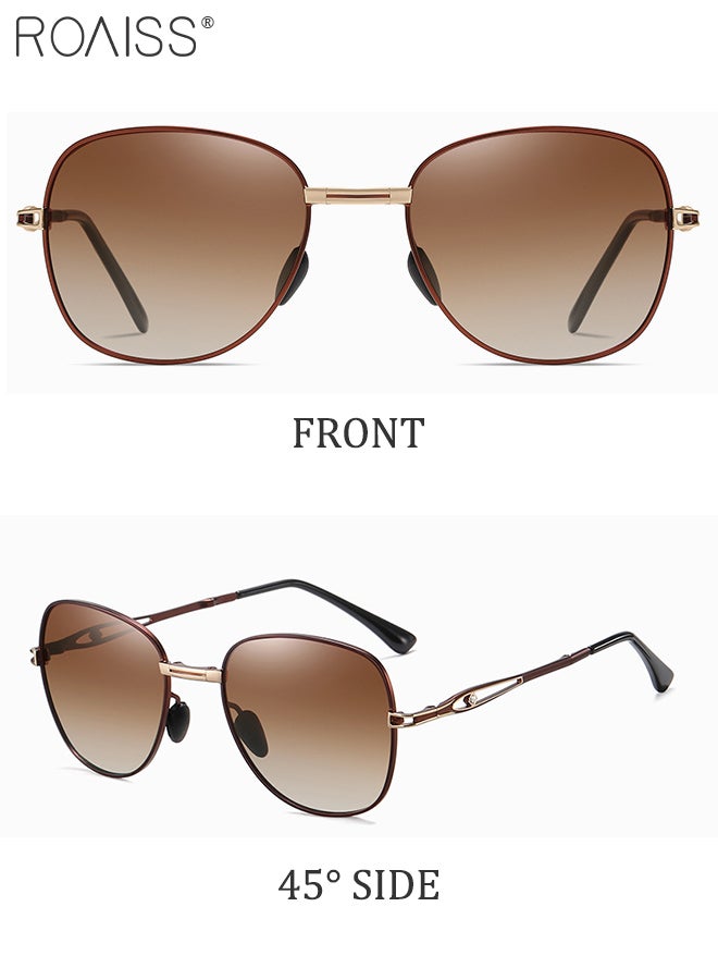 roaiss Women's Polarized Square Sunglasses, UV400 Protection Sun Glasses with Foldable Design, Fashion Anti-glare Sun Shades for Women with Glasses Case, 57mm, Brown Gold - Image 5