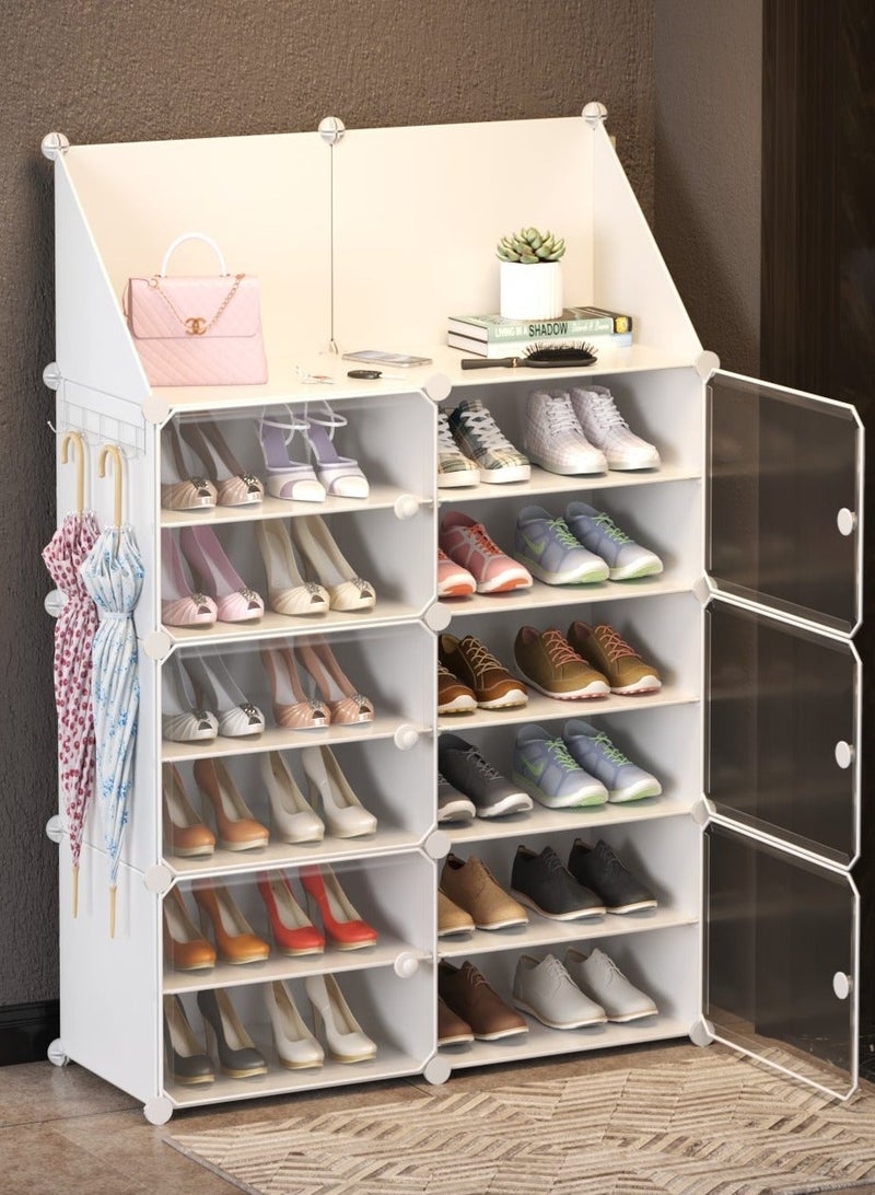 والالا 12-Cube DIY بها بنفسك أحذية رف خزانة تخزين متعدد الاستخدامات وحدات منظم خزانة بلاستيكية مع الرف - Image 1