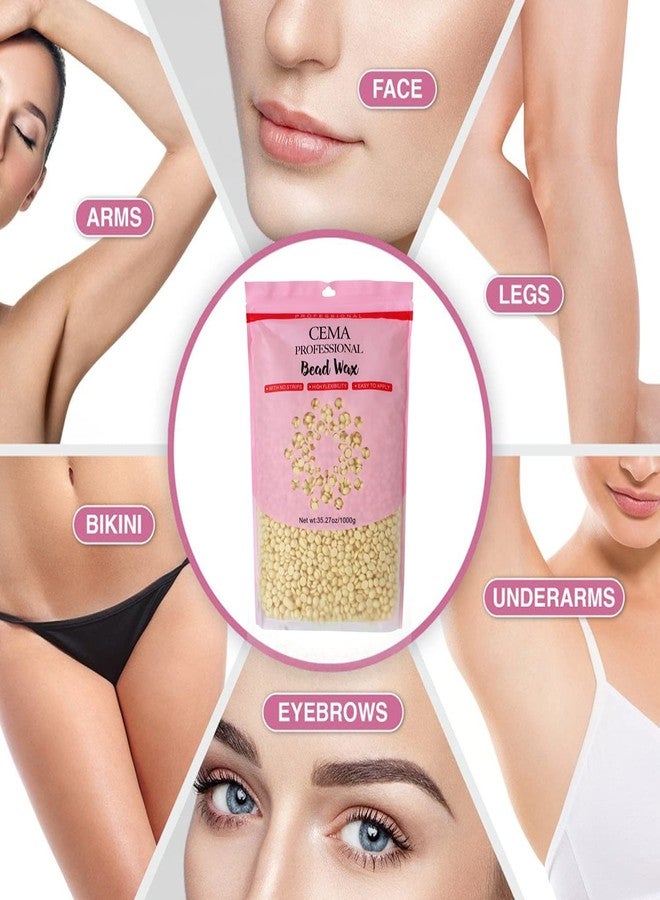CEMA Professional Hard Wax Beads for Hair Remova | Strip-Free Microwave Wax for Face, Body, Bikini & Sensitive Skin | Easy to Apply, High Flexibility, Painless Waxing (1000 Grams, White Chocolate Wax) - Image 3