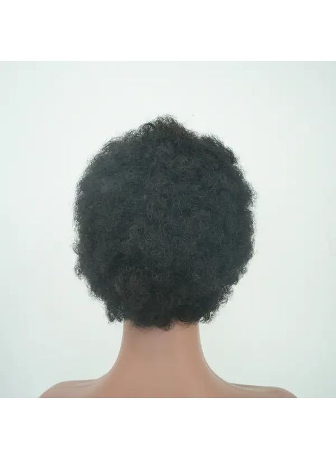 Black Curly Straight Natural Hair Wig 8 Inch Lightweight for Daily - Image 3