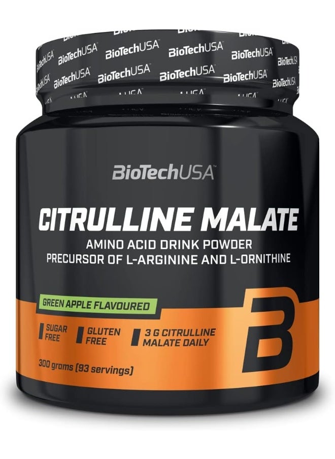 BioTechUSA BioTechUSA Citrulline Malate Flavoured Powder with L-citrulline-Malate Formula, 300 g, Green Apple  - Image 1