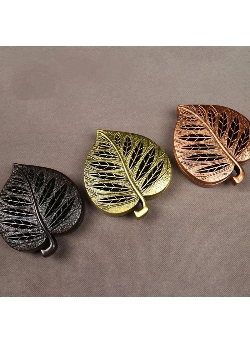 Y&D - Bodhi Leaf Aromatherapy Box Retro Incense Holders Home Creative Desktop Ornaments-Red Copper11*9.5*2cm - Image 1