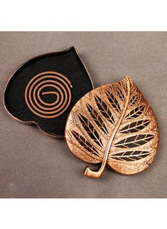 Y&D Bodhi Leaf Aromatherapy Box Retro Incense Holders Home Creative Desktop Ornaments-Red Copper11*9.5*2cm  - Image 2