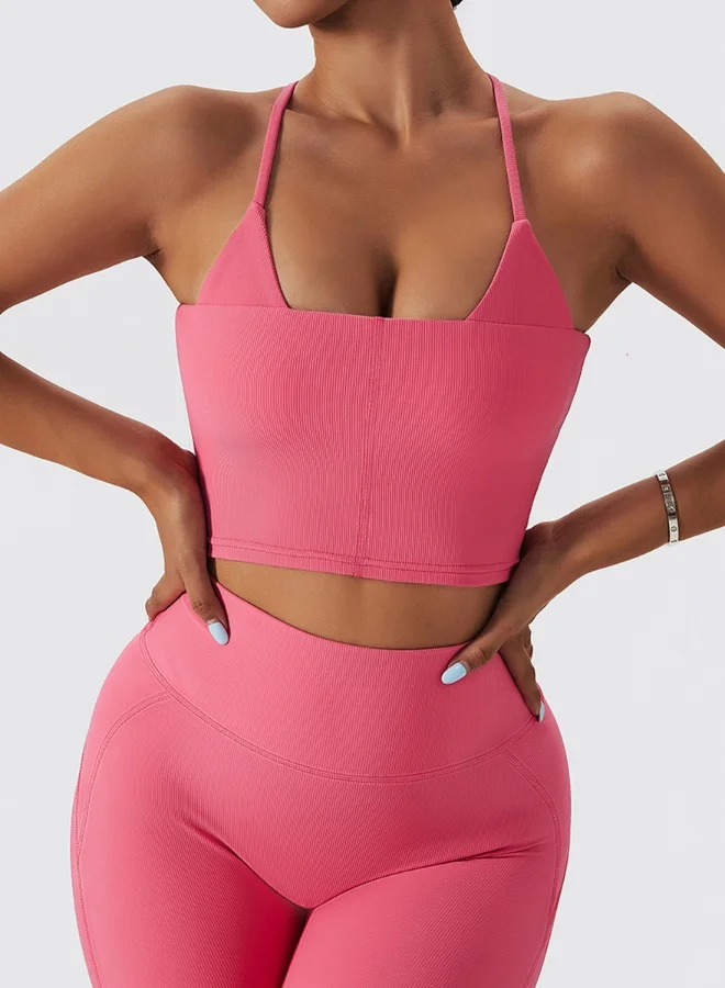 KAWN.YOGA Womens Cross Back Sports Bra - Padded Low Impact Workout Yoga Bra with Removable Built in Bra