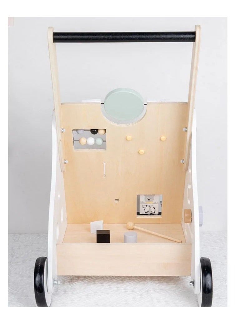 Pikkaboo Woody Buddy Walker with Busy Board White - Image 3