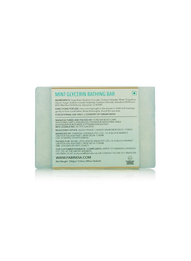 Mint Glycerin Bathing Bar ; With Natural Bioactives ; For Cleansing Nourishing And Rejuvenating Skin ; Vegan & Toxin Free 100 Gm