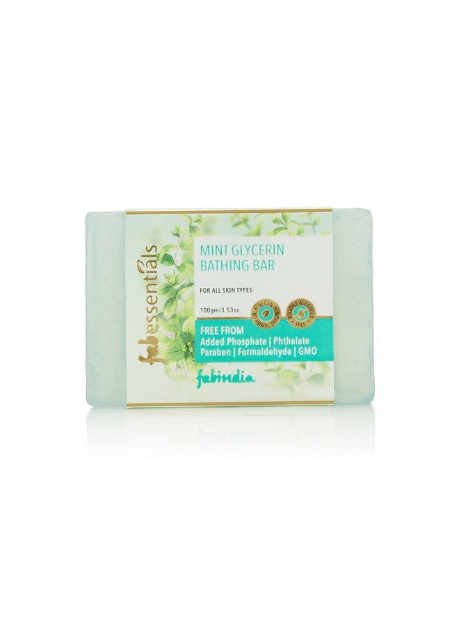 Mint Glycerin Bathing Bar ; With Natural Bioactives ; For Cleansing Nourishing And Rejuvenating Skin ; Vegan & Toxin Free 100 Gm