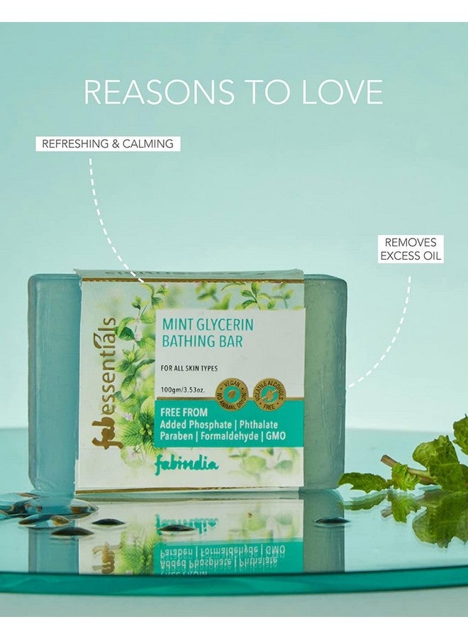 Mint Glycerin Bathing Bar ; With Natural Bioactives ; For Cleansing Nourishing And Rejuvenating Skin ; Vegan & Toxin Free 100 Gm