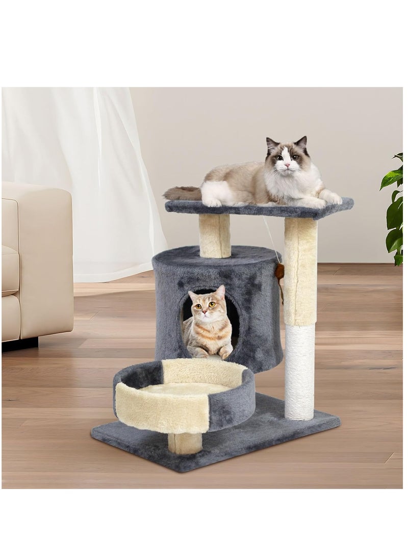SKY-TOUCH Cat Tree Tower，Cat Condo with Sisal Scratching Post,circular rest activity center Cat Climbing Tree，Sisal Posts, and Rest Place for Indoor Cat（53×50×33cm） - Image 2