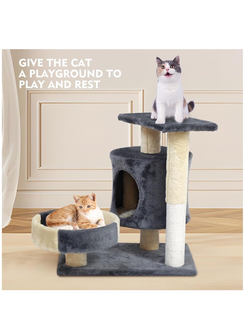 SKY-TOUCH Cat Tree Tower，Cat Condo with Sisal Scratching Post,circular rest activity center Cat Climbing Tree，Sisal Posts, and Rest Place for Indoor Cat（53×50×33cm） - Image 4