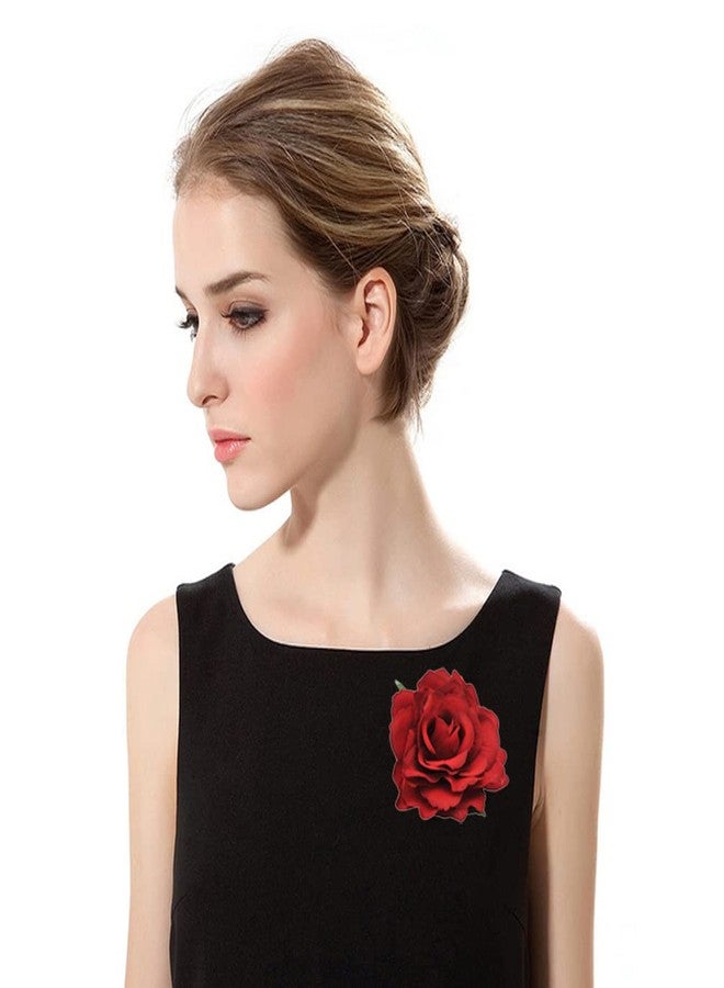 ericotry 6Pcs 4 inch Rose Flower Hair Clips Floral Hair Clips Hairpin Bride Flower Hair Accessories Rose Brooch Floral Brooch Flamenco Dancer Flower Pin Up Flower Brooch(Mixed 6 Colors) - Image 5