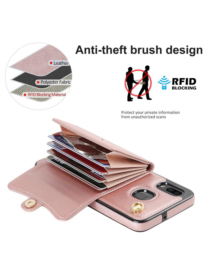 اس-توب جراب لهاتف Samsung Galaxy A20 / A30 مزود بفتحة بطاقة RFID من الجلد مع حبل طويل - Image 3