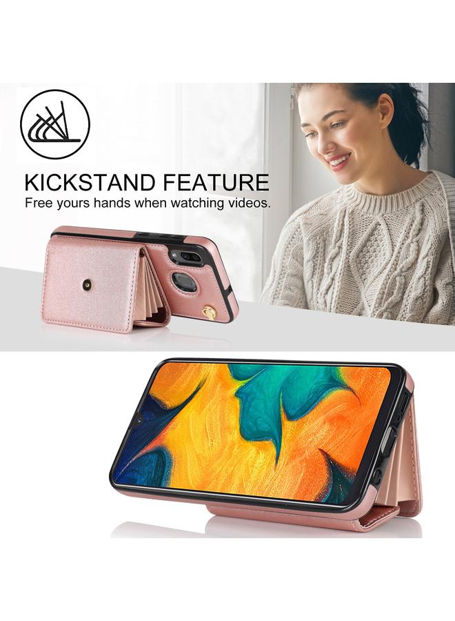 اس-توب جراب لهاتف Samsung Galaxy A20 / A30 مزود بفتحة بطاقة RFID من الجلد مع حبل طويل - Image 5