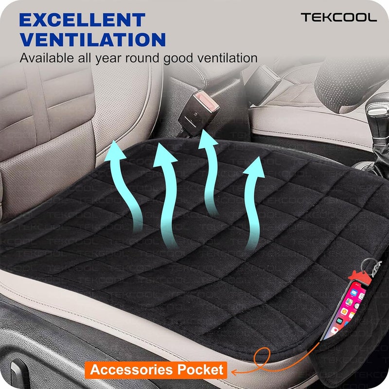 TEKCOOL Comfortable Ultra-Soft Memory Foam Car Seat Cushion Cover with Non-Slip Grip and Storage Pouch – Universal Fit, Easy-Care, All-Season (Black Front 2PCs) - Image 2