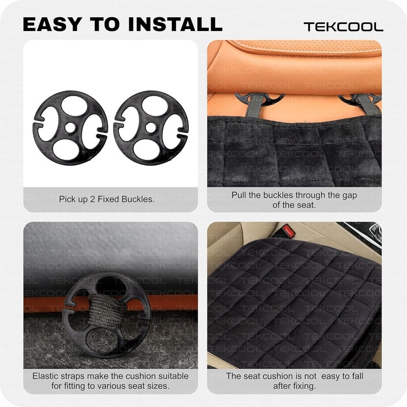 TEKCOOL Comfortable Ultra-Soft Memory Foam Car Seat Cushion Cover with Non-Slip Grip and Storage Pouch – Universal Fit, Easy-Care, All-Season (Black Front 2PCs) - Image 4