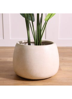 DANUBE HOME Fiber Clay Pots Smooth Design Modern Design Plant Pot For Outdoor Garden Indoor Home Office Balcony Garden Decor 42X42X29 Cm - Wash Beige  - Image 1
