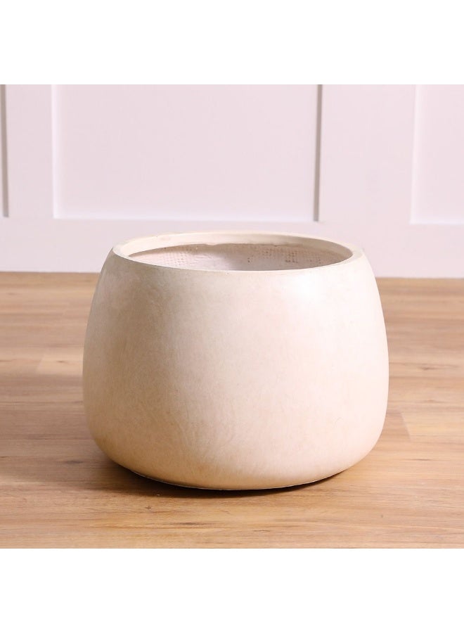 DANUBE HOME Fiber Clay Pots Smooth Design Modern Design Plant Pot For Outdoor Garden Indoor Home Office Balcony Garden Decor 42X42X29 Cm - Wash Beige - Image 1