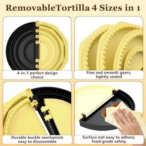 Meetory Tortilla Sealer - 4-in-1 Quesadilla Makerfor 4"/6"/8"/10", Flip Wrap Tortilla Make for Burritos, Tacos, Dumplings and Calzone Dishwasher Safe Crimper for Easy Storage - Image 4