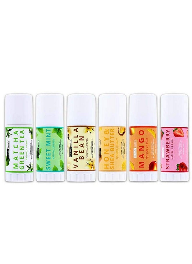 Beauty Treats - Natural Lip Balm Model 610 6 Ct Honey & Shea Butter Sweet Mint Mango Vanilla Bean Matcha Green Tea Strawberry - Image 1