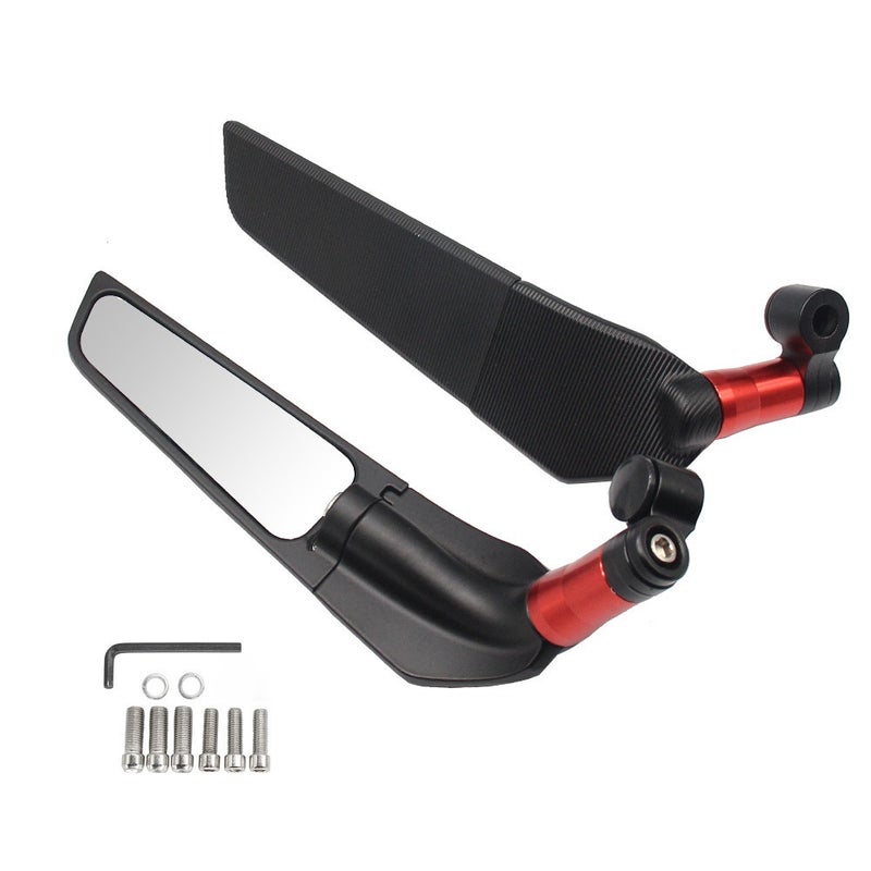 Motorcycle Wind Wing: Red Premium Aluminum Alloy, Wear-resistant & Long-lasting - Ultra-clear Rearview Mirror for Enhanced Riding Safety, Wind Resistance Reduction & Most Motorcycles - Image 1