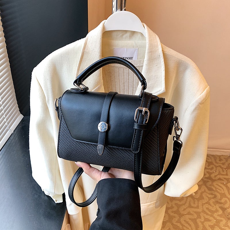 Trendy Fashion Large-Capacity Retro Crossbody Bag With Color-Blocking Small Square Texture Bag For Women - Image 4