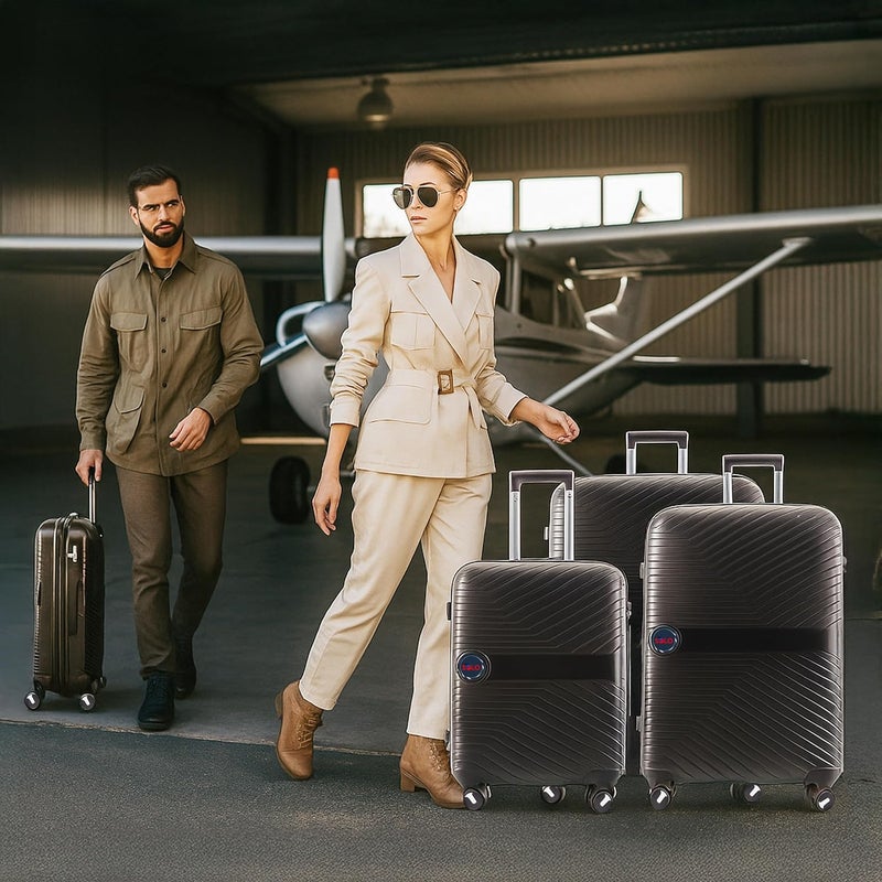 طقم حقائب السفر سولو بي بي ترولي - 4 حقائب سفر قابلة للتوسيع مع 4 عجلات وسحاب مضاد للسرقة (أسود) - Image 5
