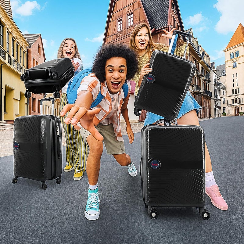 طقم حقائب السفر سولو بي بي ترولي - 4 حقائب سفر قابلة للتوسيع مع 4 عجلات وسحاب مضاد للسرقة (أسود) - Image 3