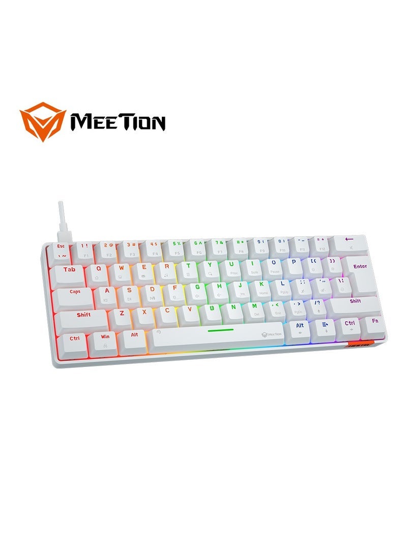 Meetion MEETION RGB Backlit Mini 61 Keys Wired 60% Mini Blue Switch Mechanical Best Gaming Keyboard White MT-MK005  - Image 3