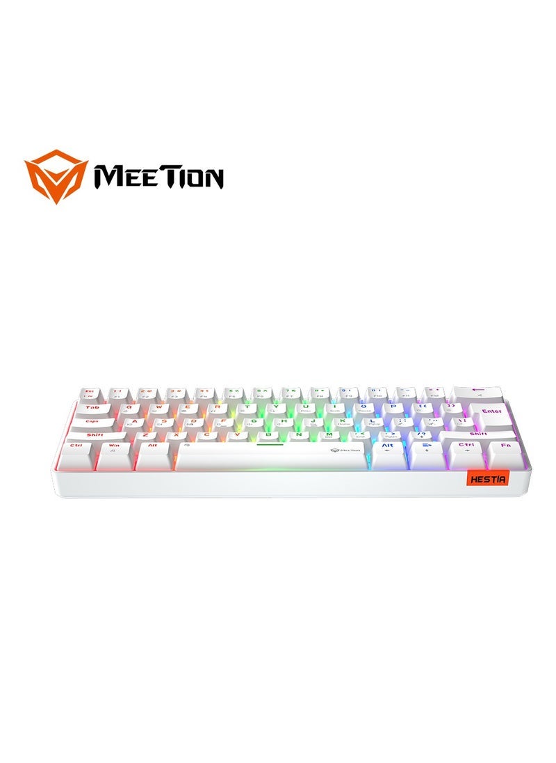 Meetion MEETION RGB Backlit Mini 61 Keys Wired 60% Mini Blue Switch Mechanical Best Gaming Keyboard White MT-MK005  - Image 5