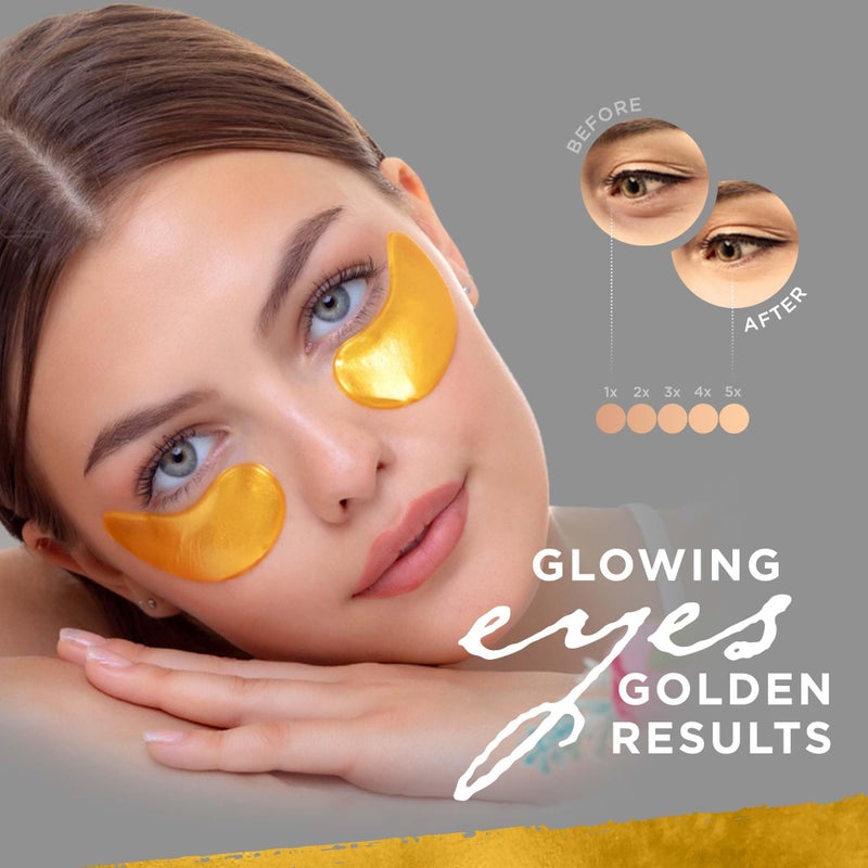 Dermoland Under Eye Patches For Women â€“ 24K Gold Eye Masks, 15 Pairs | Hyaluronic Acid | Reduces Puffiness, Dark Circles & Wrinkles | Vegan & Hydrating - Image 5