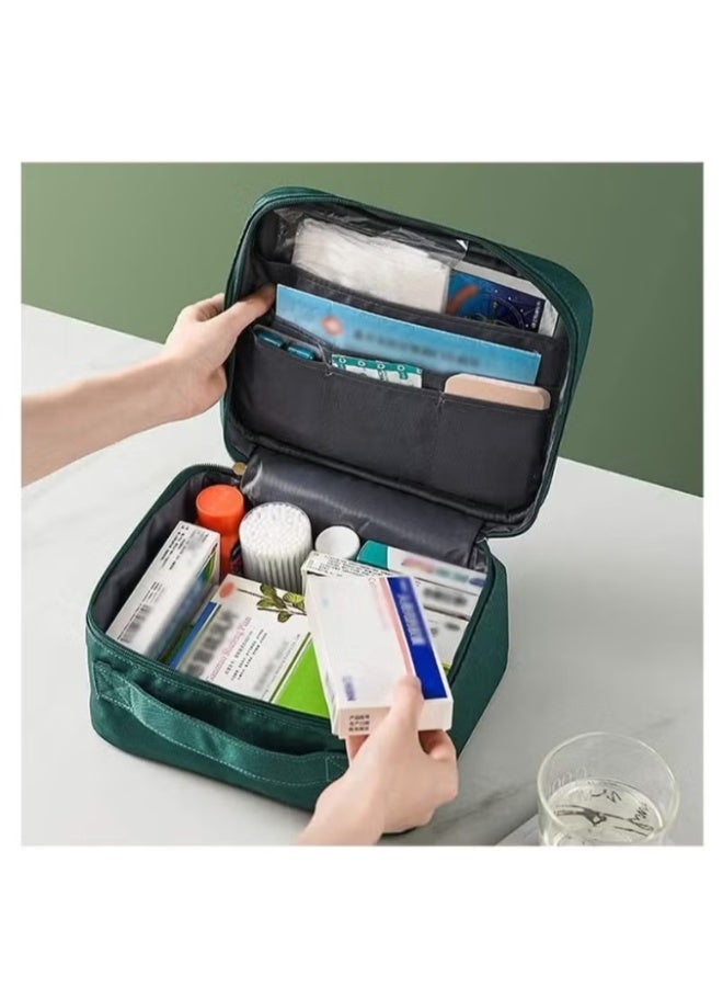 Empty First Aid Kit Travel Medical Supplies Cosmetic Storage Bag Insulated Medicine Bag Convenient Safety Kit Suitable for Home Outdoor Hiking Camping Car Office Workplace (Green) - Image 5