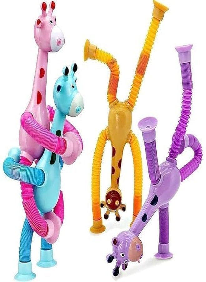 DARKFISH Pack of 2 Telescopic Suction Cup Kids Travel for Flight Pull String for Babies for Boy Girls Robot Light Tube Toddlers Gift Unique for Kids (Giraffe) Multi Colour - Image 5