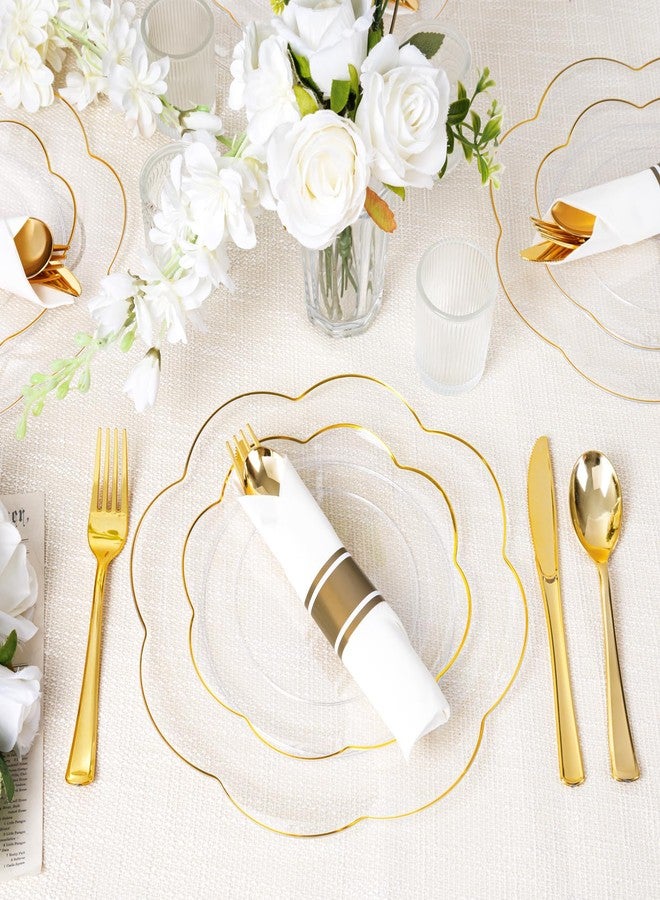 Supernal 400 Pack Gold Plastic Silverware,Pre Rolled Silverware Set Disposable,Gold Disposable Utensils Includes 100 Plastic Forks Spoons and Knives Set,and 100 Napkins for Wedding,Birthday, Party - Image 5