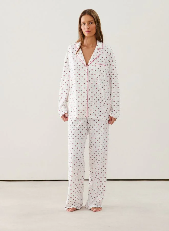 انديز قميص جيرسيه مضلع بأنماط زهرية