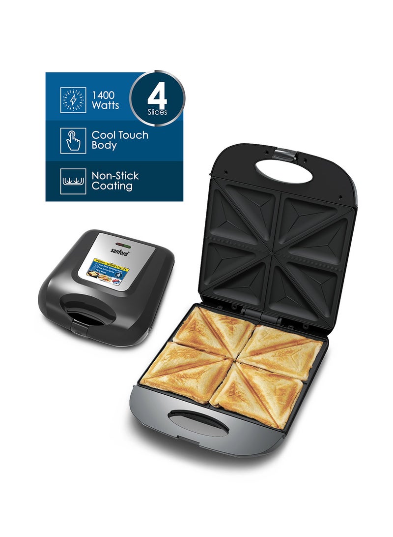 Sanford 4-Slice Sandwich Toaster 1400 W SF9901ST BS Black - Image 3