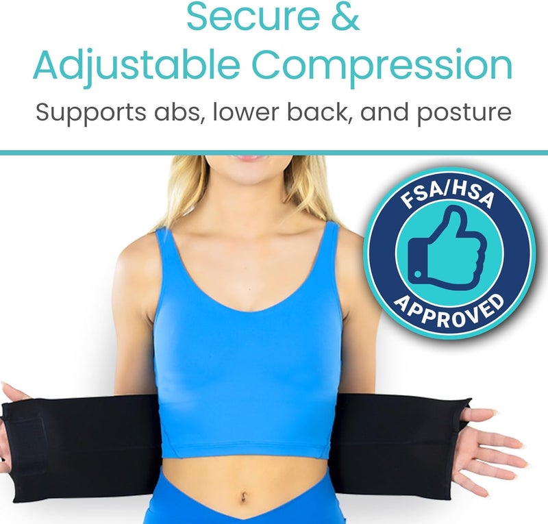 Vive Abdominal Binder Post Surgery 2 Panel  Postpartum Belly Band  CSection Hysterectomy Hernia Belt for Women Men Black - Image 4