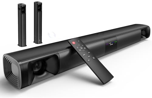 WebsLand Sound Bar for Smart TV, 80W 2.0 Channel Detachable Soundbar with Optical/ARC/AUX/Bluetooth, Surround Sound System for Home Theater, Wall Mountable or Desktop TV Speaker. - Image 1