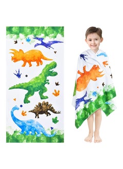 Excefore Watercolor Dinosaur Beach Towel 150 * 70cm Microfiber Dino Camping Towels for Boys Kids Quick Dry Ultra Absorbent Super Soft Beach Blanket Pool Travel Swimming Bath Shower Towel  - Image 1
