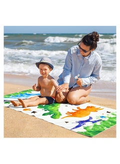 Excefore Watercolor Dinosaur Beach Towel 150 * 70cm Microfiber Dino Camping Towels for Boys Kids Quick Dry Ultra Absorbent Super Soft Beach Blanket Pool Travel Swimming Bath Shower Towel  - Image 3