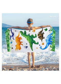 Excefore Watercolor Dinosaur Beach Towel 150 * 70cm Microfiber Dino Camping Towels for Boys Kids Quick Dry Ultra Absorbent Super Soft Beach Blanket Pool Travel Swimming Bath Shower Towel  - Image 2