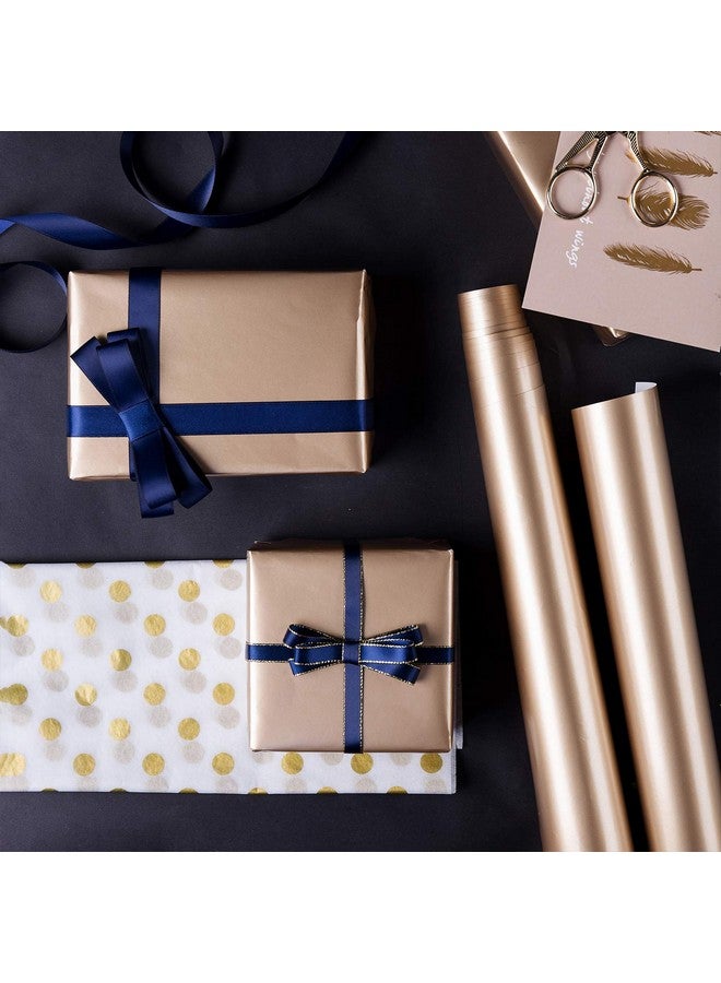 WRAPAHOLIC لفة ورق تغليف بطباعة ذهبية وزرقاء مع خطوط قطع لعيد الميلاد وعيد الأب وحفلات استقبال المواليد 4 لفات 30 بوصة × 120 بوصة لكل لفة - Image 4