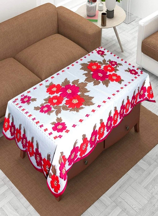 BANSIGOODS Flower Design Cotton Net 2 Seater Center Table Cover - Pink 40 x 60 inches Small - Image 2