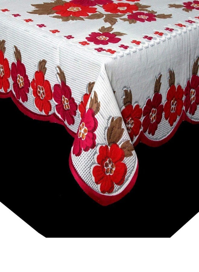 BANSIGOODS Flower Design Cotton Net 2 Seater Center Table Cover - Pink 40 x 60 inches Small - Image 3